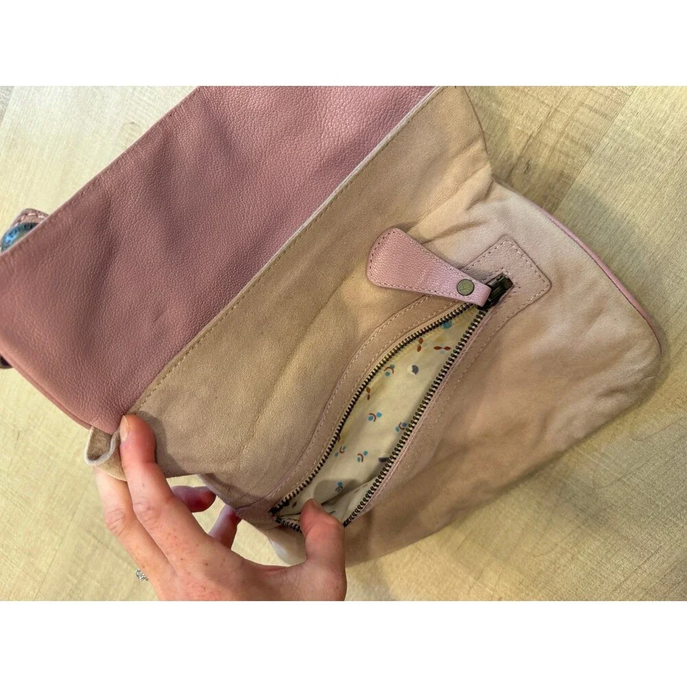Marc by Marc Jacobs Blush Pink Suede & Leather Foldover Clutch Bag